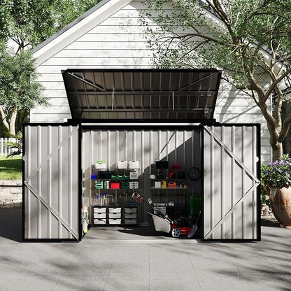 2 Trash Cans Metal Outdoor Storage, 3x6 FT Garbage Bin Storage Shed - Image 9