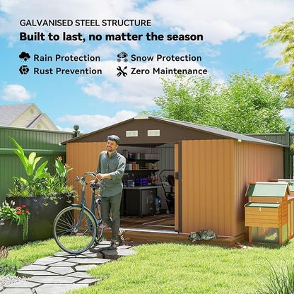 Outsunny 11' x 13' Outdoor Storage Shed, Garden Tool Metal Shed - Image 3