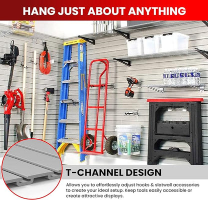 DLDIRECT Slatwall Panel Garage Wall Organizer: Heavy Duty Wall Mounted PVC Rack - Image 3