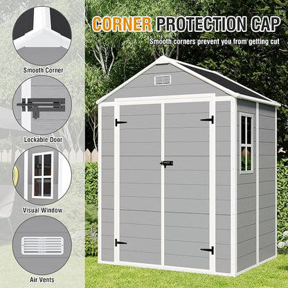 6x5 FT Outdoor Storage Resin Shed - Image 2