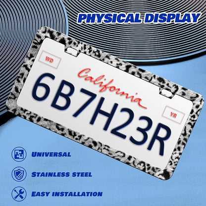 Grey Black Leopard Print License Plate Frame Cheetah License Plate Frames - Image 3