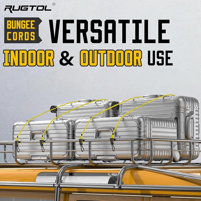 Bungee Cords with Hooks, 48 Inch Adjustable Yellow Bungee Cords with Carabiner - Image 8