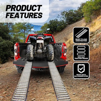 Rockland 72" x 9" Steel Truck Ramps, 1000 LBS Capacity, Portable Trailer Ramps - Image 5