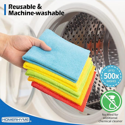 HOMERHYME Microfiber Cleaning Cloth, 100 Pack Cleaning Rags Microfiber Towel - Image 8