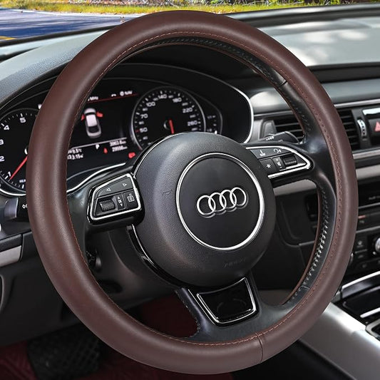 Haokay Heavy Duty Pure Cowhide Steering Wheel Cover, Genuine Leather Steering by HAOKAYAUTOPRODUCTS