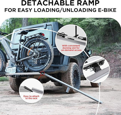 Rockland 1-Ebike Rack with Ramp, 100 lbs Capacity, Single Hitch Mount Electric - Image 3