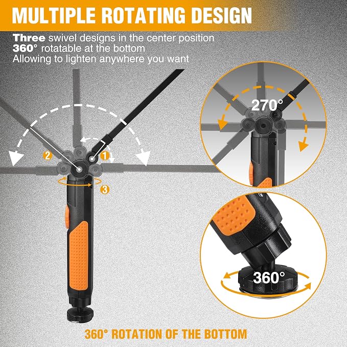 EverBrite 2 Pack LED Rechargeable Work Light, 800LM COB Foldable Flashlight - Image 3
