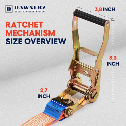 2 Inch x 20 Ft Heavy Duty Ratchet Straps - 6600 Lb Breaking Strength Tie Downs - Image 5