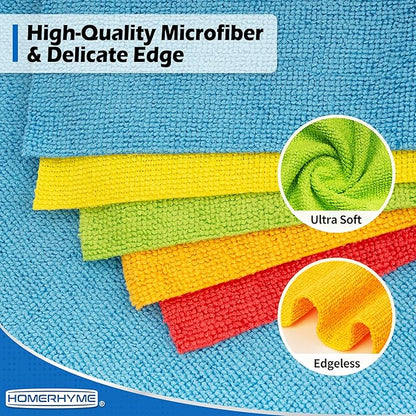 HOMERHYME Microfiber Cleaning Cloth, 100 Pack Cleaning Rags Microfiber Towel - Image 6