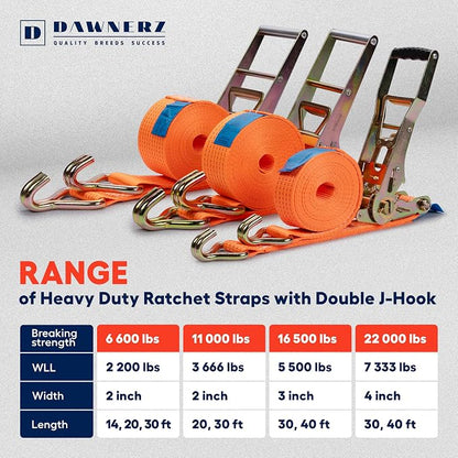 Heavy Duty Ratchet Straps 2" x 14' - 6600 Lb Breaking Strength Tie Down Straps - Image 9